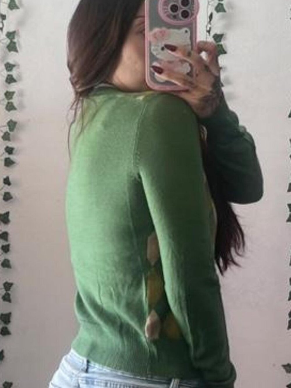 J.Crew 100% Merino wool green and beige argyle cardigan size small - Picture 3 of 6
